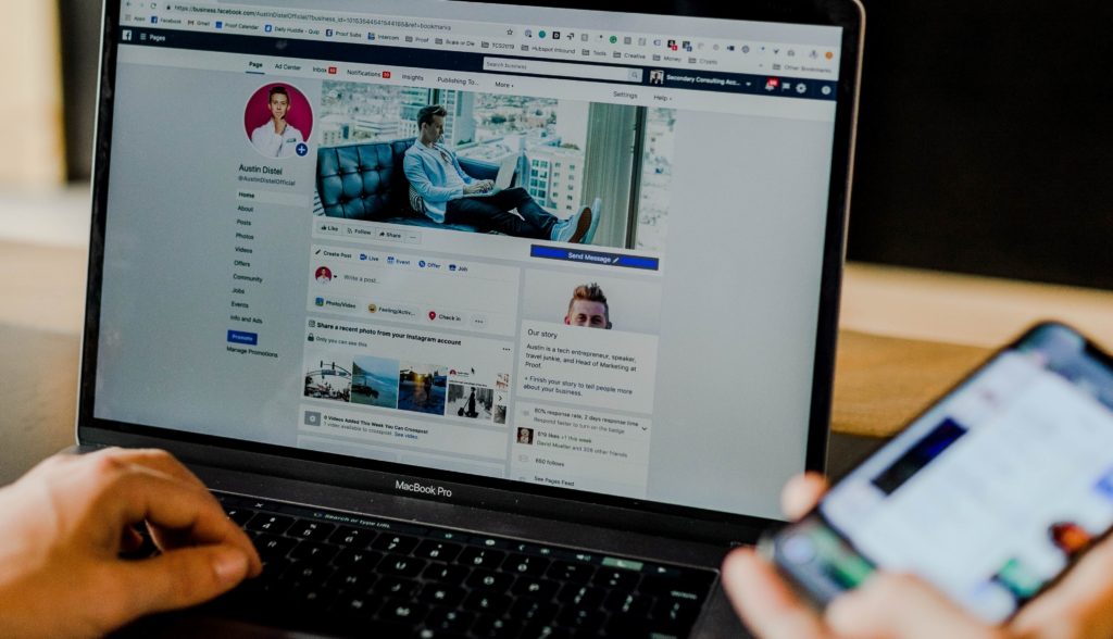social media laptop phone