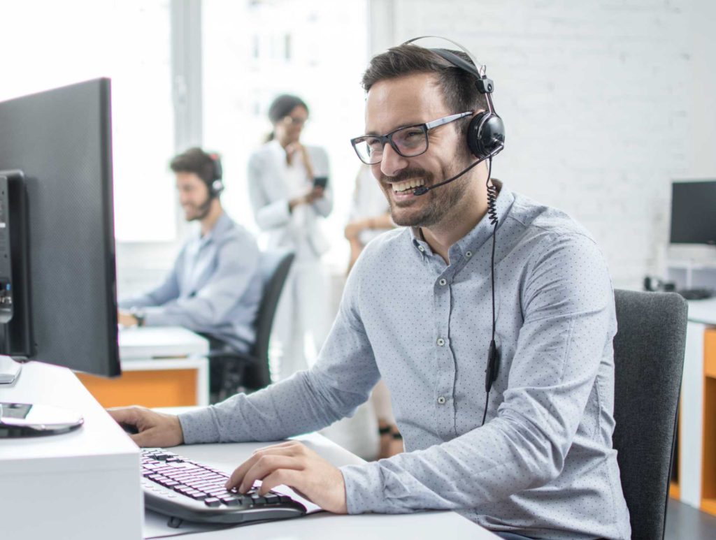 worker providing customer engagement strategies